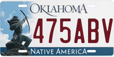 OK license plate 475ABV