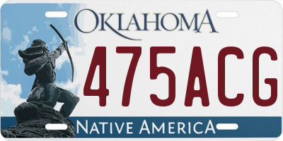 OK license plate 475ACG
