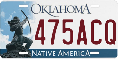OK license plate 475ACQ