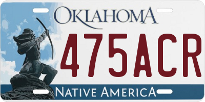 OK license plate 475ACR