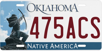 OK license plate 475ACS