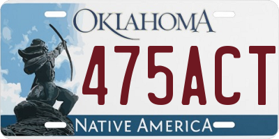 OK license plate 475ACT