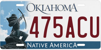 OK license plate 475ACU