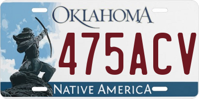 OK license plate 475ACV