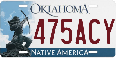 OK license plate 475ACY