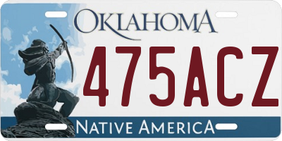 OK license plate 475ACZ
