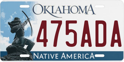 OK license plate 475ADA