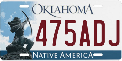 OK license plate 475ADJ