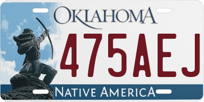 OK license plate 475AEJ