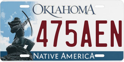 OK license plate 475AEN