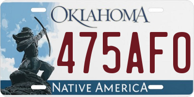 OK license plate 475AFO