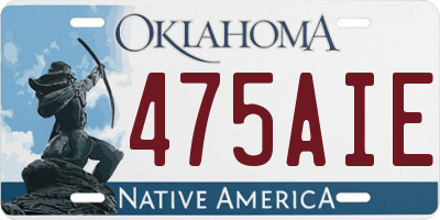 OK license plate 475AIE