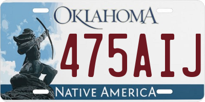 OK license plate 475AIJ