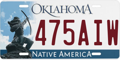 OK license plate 475AIW