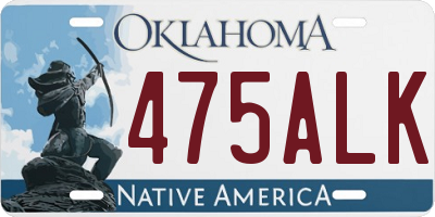 OK license plate 475ALK