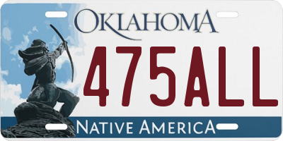 OK license plate 475ALL