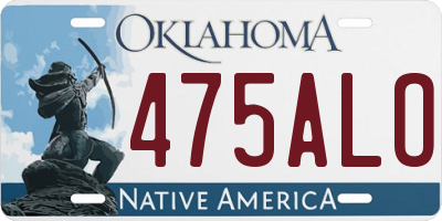 OK license plate 475ALO
