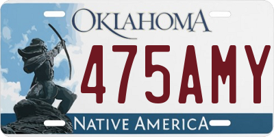 OK license plate 475AMY