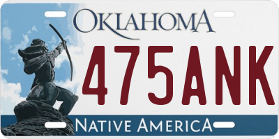 OK license plate 475ANK
