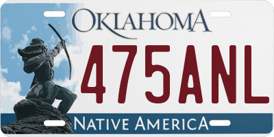 OK license plate 475ANL