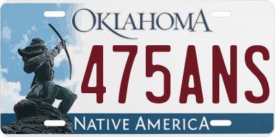 OK license plate 475ANS