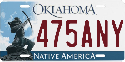 OK license plate 475ANY