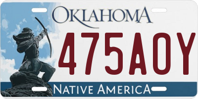 OK license plate 475AOY