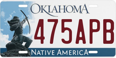 OK license plate 475APB