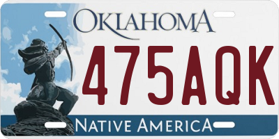 OK license plate 475AQK
