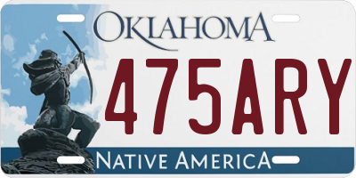OK license plate 475ARY