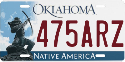 OK license plate 475ARZ