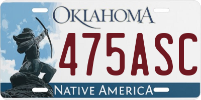 OK license plate 475ASC