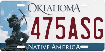 OK license plate 475ASG