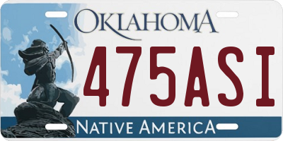 OK license plate 475ASI