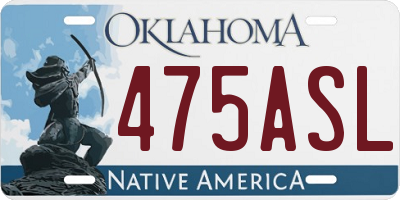 OK license plate 475ASL