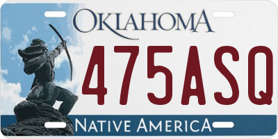 OK license plate 475ASQ