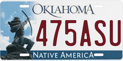 OK license plate 475ASU