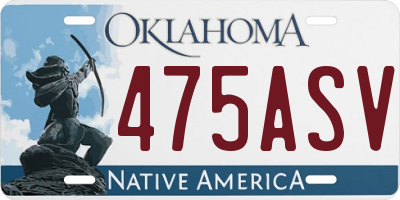 OK license plate 475ASV