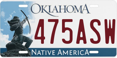OK license plate 475ASW