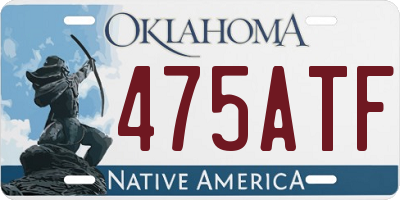 OK license plate 475ATF