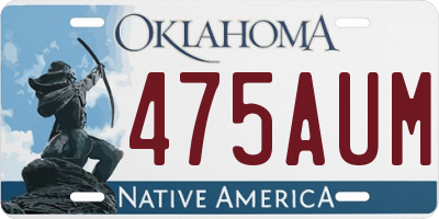 OK license plate 475AUM