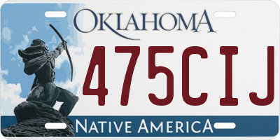 OK license plate 475CIJ