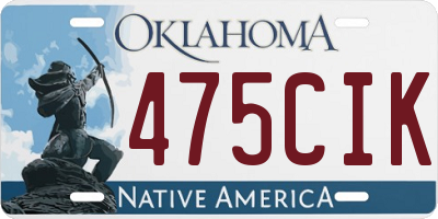 OK license plate 475CIK