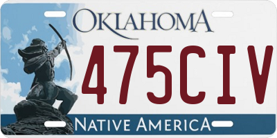 OK license plate 475CIV
