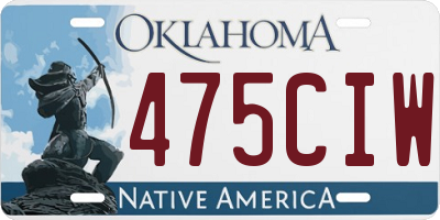 OK license plate 475CIW