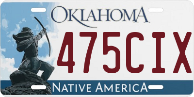 OK license plate 475CIX
