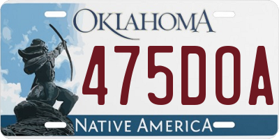 OK license plate 475DOA