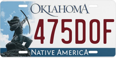 OK license plate 475DOF
