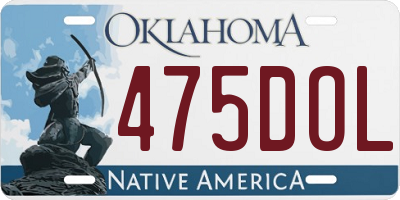 OK license plate 475DOL