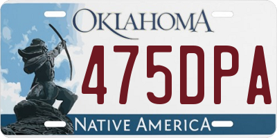 OK license plate 475DPA